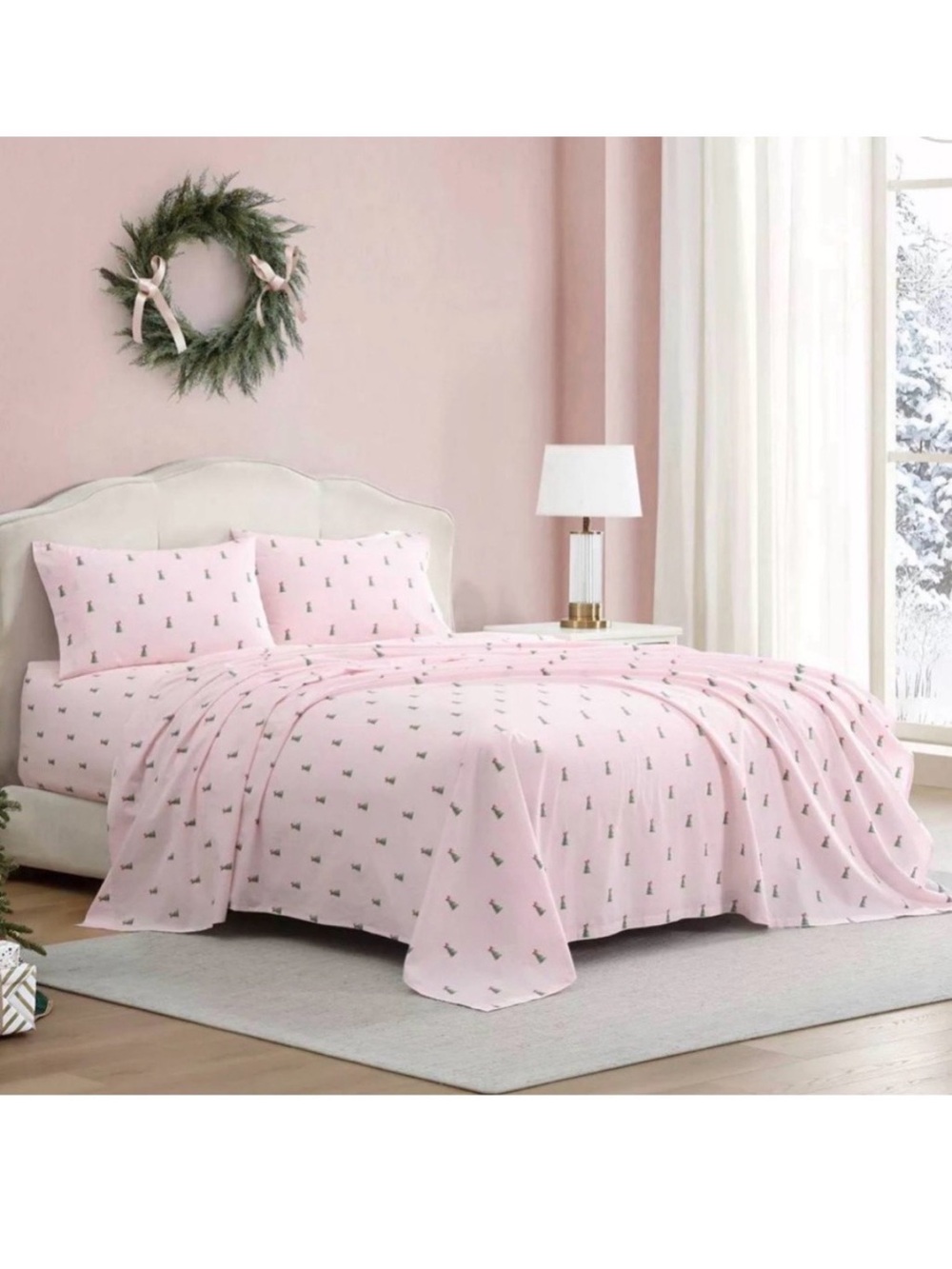 High Demand Laura Ashley Pink Gingham Christmas Tree with BOW Sheets ~ KING HTF - Picture 3 of 4
